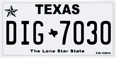 TX license plate DIG7030