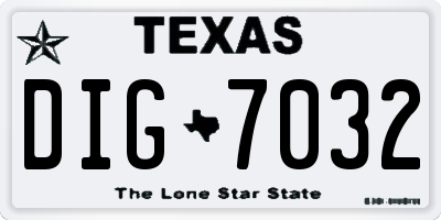 TX license plate DIG7032