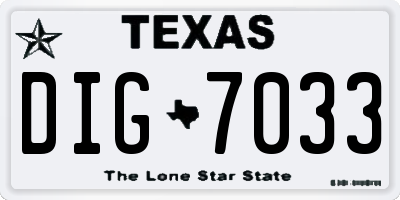 TX license plate DIG7033