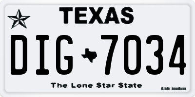 TX license plate DIG7034