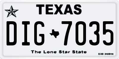 TX license plate DIG7035