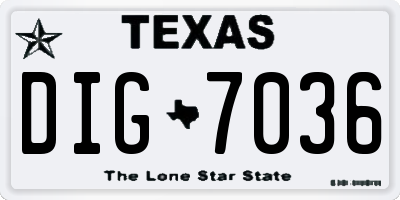 TX license plate DIG7036
