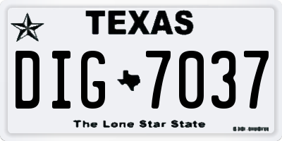 TX license plate DIG7037