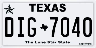 TX license plate DIG7040