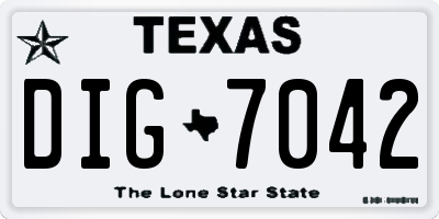 TX license plate DIG7042