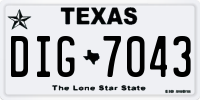 TX license plate DIG7043