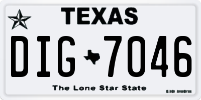 TX license plate DIG7046