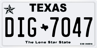 TX license plate DIG7047