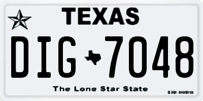 TX license plate DIG7048