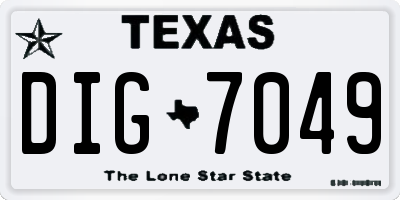 TX license plate DIG7049