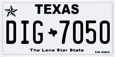 TX license plate DIG7050