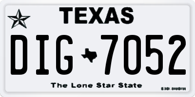 TX license plate DIG7052
