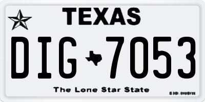 TX license plate DIG7053