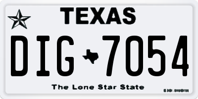TX license plate DIG7054