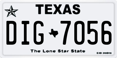 TX license plate DIG7056