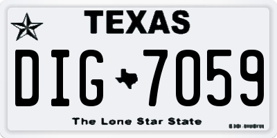 TX license plate DIG7059