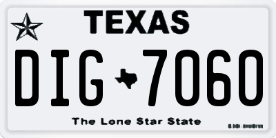 TX license plate DIG7060