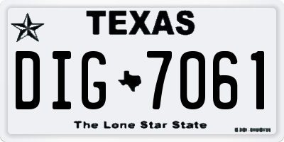 TX license plate DIG7061