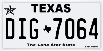 TX license plate DIG7064