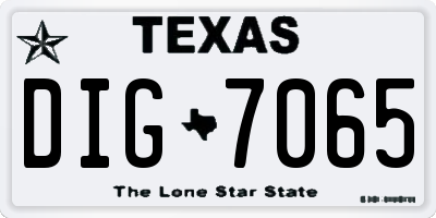 TX license plate DIG7065