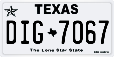 TX license plate DIG7067