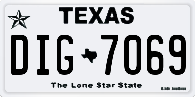 TX license plate DIG7069