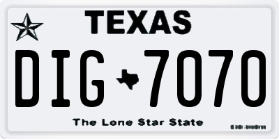 TX license plate DIG7070