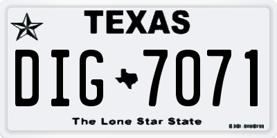 TX license plate DIG7071
