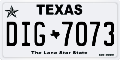 TX license plate DIG7073