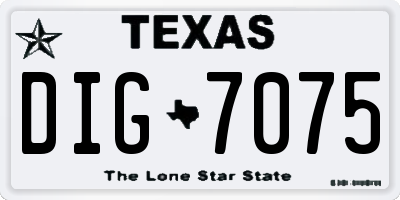 TX license plate DIG7075