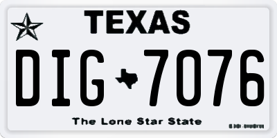 TX license plate DIG7076