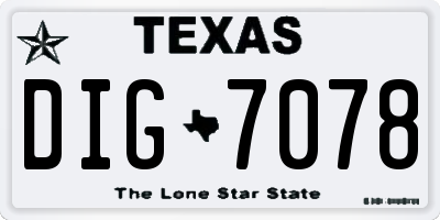 TX license plate DIG7078