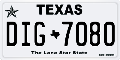 TX license plate DIG7080