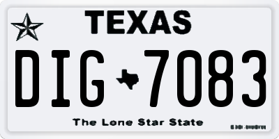 TX license plate DIG7083