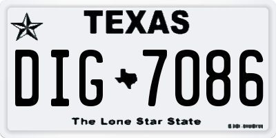 TX license plate DIG7086