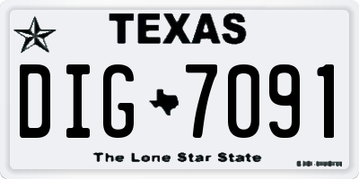 TX license plate DIG7091