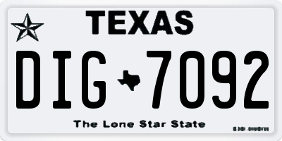 TX license plate DIG7092