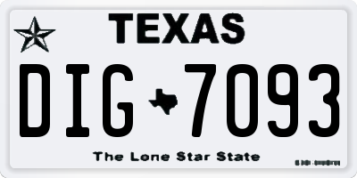 TX license plate DIG7093