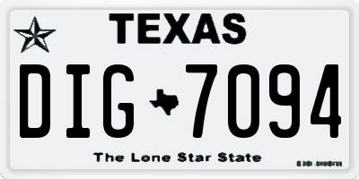 TX license plate DIG7094
