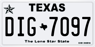 TX license plate DIG7097