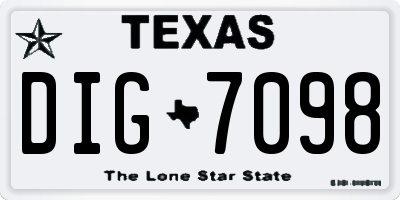 TX license plate DIG7098