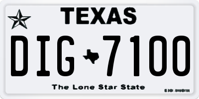 TX license plate DIG7100