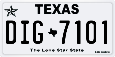 TX license plate DIG7101