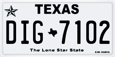 TX license plate DIG7102