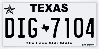 TX license plate DIG7104