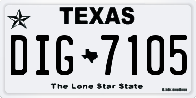TX license plate DIG7105