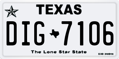 TX license plate DIG7106