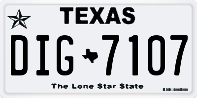 TX license plate DIG7107