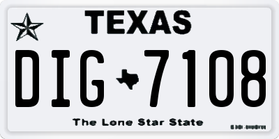 TX license plate DIG7108