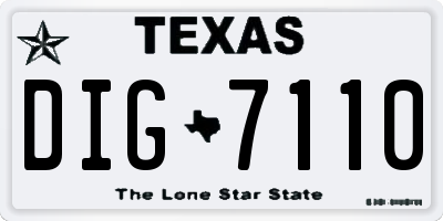 TX license plate DIG7110